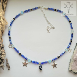 Choker Mini Wrapped sodalit agat noc kairu koraliki gwiazdy