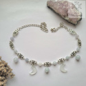 Filigranowy choker błękitny jadeit księżyce moon