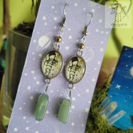 Kolczyki Aventurine Fairy awenturyn wróżka hematyt