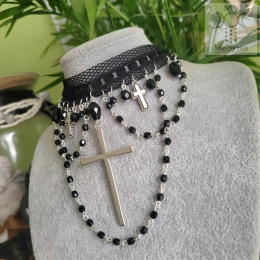 Kolia Crystal Cross choker obroża Krzyż kryształki