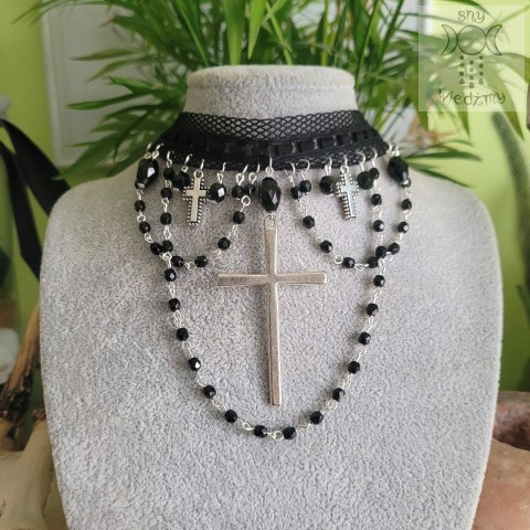 Kolia Crystal Cross choker obroża Krzyż kryształki Kolia Crystal Cross choker obroża Krzyż kryształki