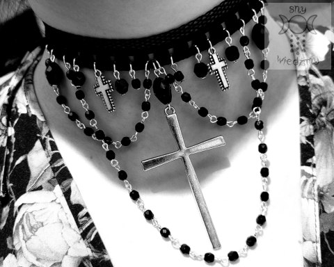 Kolia Crystal Cross choker obroża Krzyż kryształki Kolia Crystal Cross choker obroża Krzyż kryształki