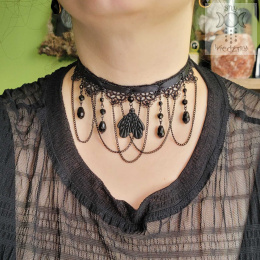 Kolia Dark Moth choker koronka Ćma kryształki goth gothic