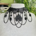 Kolia Dark Moth choker koronka Ćma kryształki goth gothic