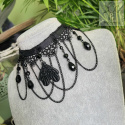 Kolia Dark Moth choker koronka Ćma kryształki goth gothic