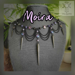 Kolia Naszyjnik Moira fiolet kolce spike gwiazdy Black chain