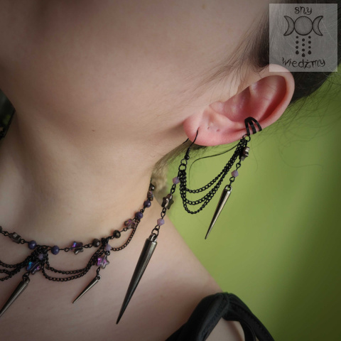 Kolia Naszyjnik Moira fiolet kolce spike gwiazdy Black chain Kolia Naszyjnik Moira fiolet kolce spike gwiazdy Black chain
