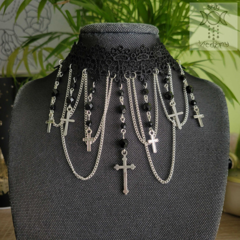 Kolia Silver Cross choker dusik Krzyż krzyże goth gothic Kolia Silver Cross choker dusik Krzyż krzyże goth gothic
