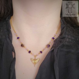 Naszyjnik Crystal Moth chalcedon fioletowy fioletowe kryształki