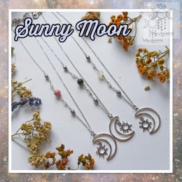 Naszyjnik Sunny Moon księżyc słońce kamienie hematyt agat obsydian srebrzysty rodonit