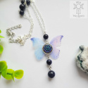 Naszyjnik Motylek niebieski & granat Fairy alternative witchy noc kairu