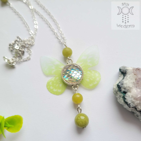 Naszyjnik Motylek jasny zielony Fairy alternative witchy jadeit Naszyjnik Motylek jasny zielony Fairy alternative witchy jadeit