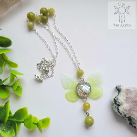 Naszyjnik Motylek jasny zielony Fairy alternative witchy jadeit Naszyjnik Motylek jasny zielony Fairy alternative witchy jadeit