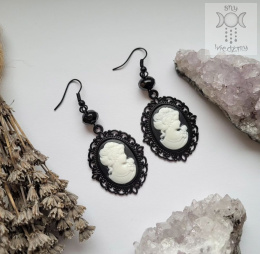 Kolczyki Black Cameo kamea kryształki