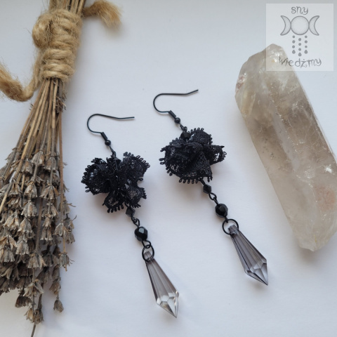 Kolczyki Lace Crystal koronka kryształki goth gothic Kolczyki Lace Crystal koronka kryształki goth gothic