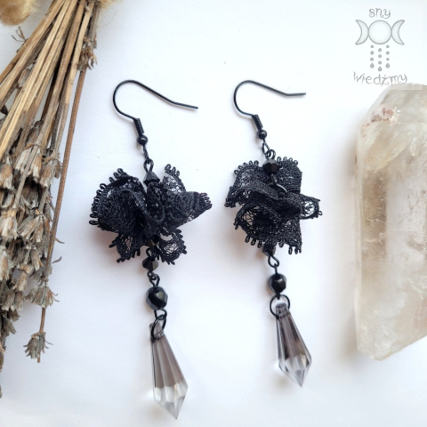 Kolczyki Lace Crystal koronka kryształki goth gothic Kolczyki Lace Crystal koronka kryształki goth gothic