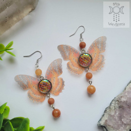 Kolczyki Motylki Brązowe Fairy alternative witchy jadeit