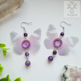 Kolczyki Motylki ametystowe Fairy alternative witchy ametyst