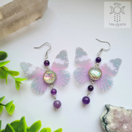 Kolczyki Motylki ametystowe Fairy alternative witchy ametyst