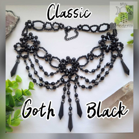 Kolia Classic Goth Black gotycka kolia czarna gothic witch victorian choker naszyjnik Kolia Classic Goth Black gotycka kolia czarna gothic witch victorian choker naszyjnik