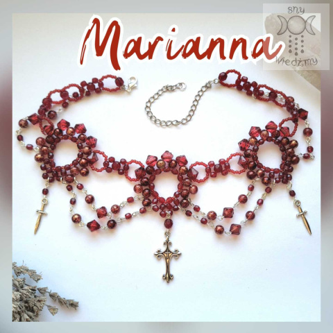Kolia Marianna burgungowa Bordo krwawa Bloody krzyże cross Kolia Marianna burgungowa Bordo krwawa Bloody krzyże cross