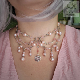 Kolia Sunset ametyst perły perełki słońce Sun kocie oko naszyjnik choker