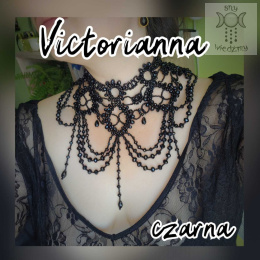 Kolia Victorianna czarna szklane kryształki