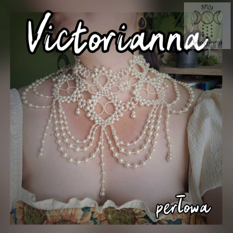 Kolia Victorianna perłowa szklane perły kremowa ecru Kolia Victorianna perłowa szklane perły kremowa ecru