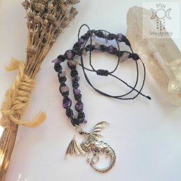 Makramowy choker ametyst smok dragon
