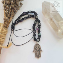 Makramowy choker fluoryt tęczowy Hamsa ręka Fatimy