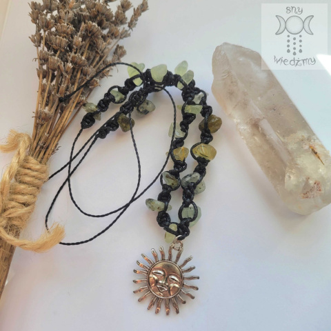Makramowy choker prehnit słońce sun Makramowy choker prehnit słońce sun