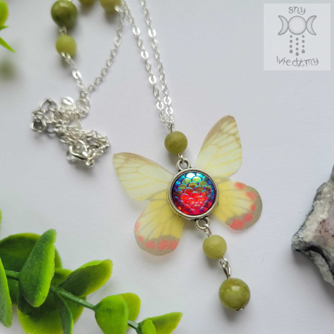 Naszyjnik Motylek zielony & czerwony Fairy alternative witchy jadeit Naszyjnik Motylek zielony & czerwony Fairy alternative witchy jadeit