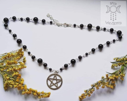 Naszyjnik Różaniec Pentagram Pentakl onyks witch stal