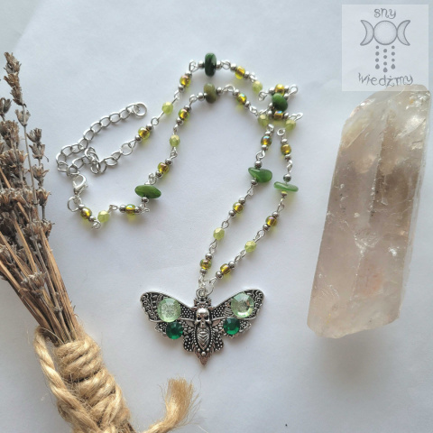 Naszyjnik Zielona Ćma kolorowa nefryt green witch Naszyjnik Zielona Ćma kolorowa nefryt green witch