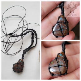 Opal Boulder naszyjnik makrama makramowy