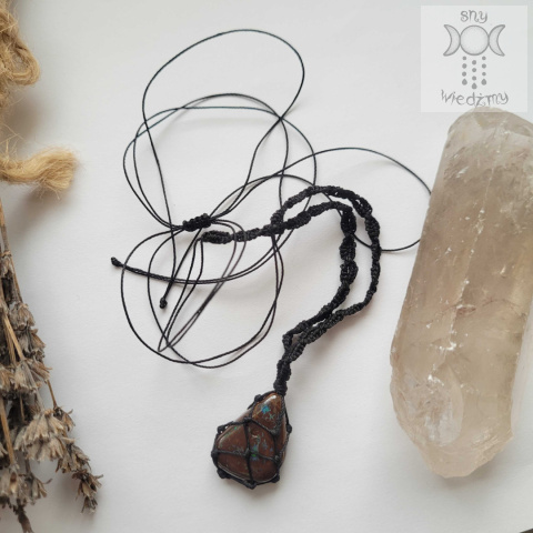Opal Boulder naszyjnik makrama makramowy Opal Boulder naszyjnik makrama makramowy