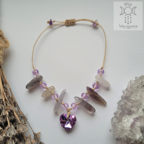 Bransoletka Crystal Love ametyst makrama makramowa Bransoletka Crystal Love ametyst makrama makramowa