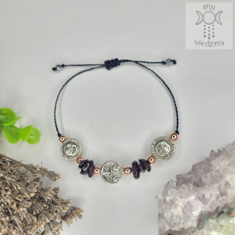 Bransoletka Sun & Moon granat hematyt makrama Bransoletka Sun & Moon granat hematyt makrama