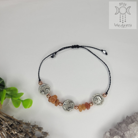 Bransoletka Sun & Moon awenturyn pomarańczowy hematyt makrama Bransoletka Sun & Moon awenturyn pomarańczowy hematyt makrama