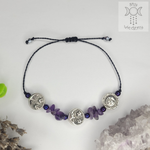 Bransoletka Sun & Moon ametyst hematyt makrama Bransoletka Sun & Moon ametyst hematyt makrama