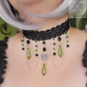 Kolia Crystal Dark Emerald szmaragd nilu koronka choker