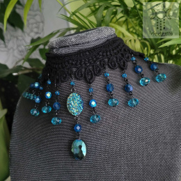 Kolia Dark Blue kryształ goth gothic victorian koronka