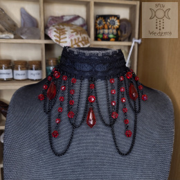 Kolia Lace Crystal Red kryształki goth gothic