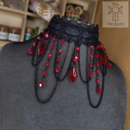 Kolia Lace Crystal Red kryształki goth gothic