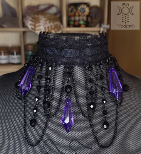 Kolia Lace Crystal black violet kryształki goth gothic Kolia Lace Crystal black violet kryształki goth gothic