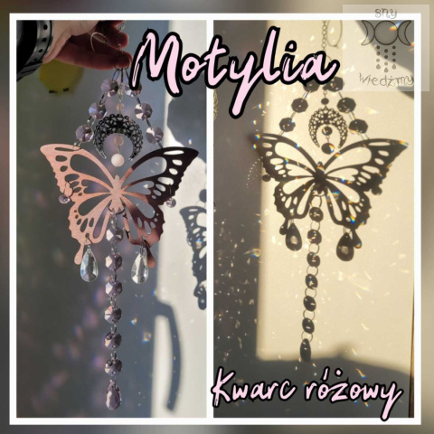 Motylia Kwarc różowy łapacz słońca kryształ Aurora zajączki świetlne księżyc Lunula Motylia Kwarc różowy łapacz słońca kryształ Aurora zajączki świetlne księżyc Lunula