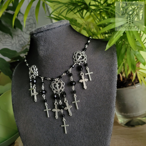 Naszyjnik Cross Heart kryształki krzyże goth gothic Naszyjnik Cross Heart kryształki krzyże goth gothic