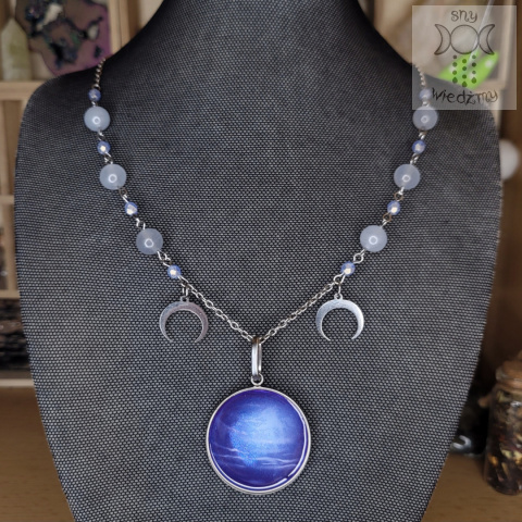 Naszyjnik Galaxy Neptun jadeit stal kosmos Naszyjnik Galaxy Neptun jadeit stal kosmos