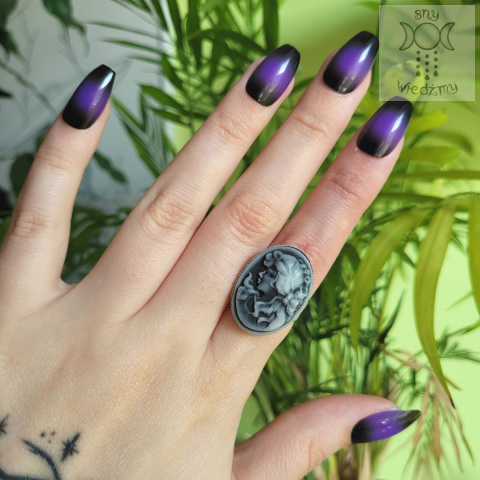 Pierścionek Classic Cameo Gray regulacja