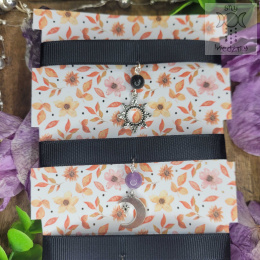 Zestaw mini chokerów ametyst czarny turmalin larimar księżyc słońce Ćma Moon moth sun